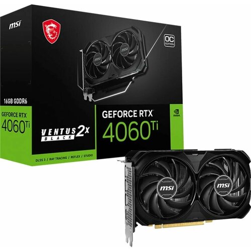 Видеокарта MSI RTX4060Ti VENTUS 2X BLACK 16GB OC DPx3 HDMI 2FAN RTL 5566700₽