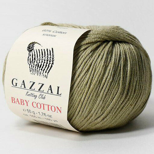 Пряжа Gazzal BABY COTTON 3464 лен (10 мотков) пряжа gazzal baby cotton беби коттон 10 мотков цвет темно красный 3439 60% хлопок 40% акрил 50г 165м