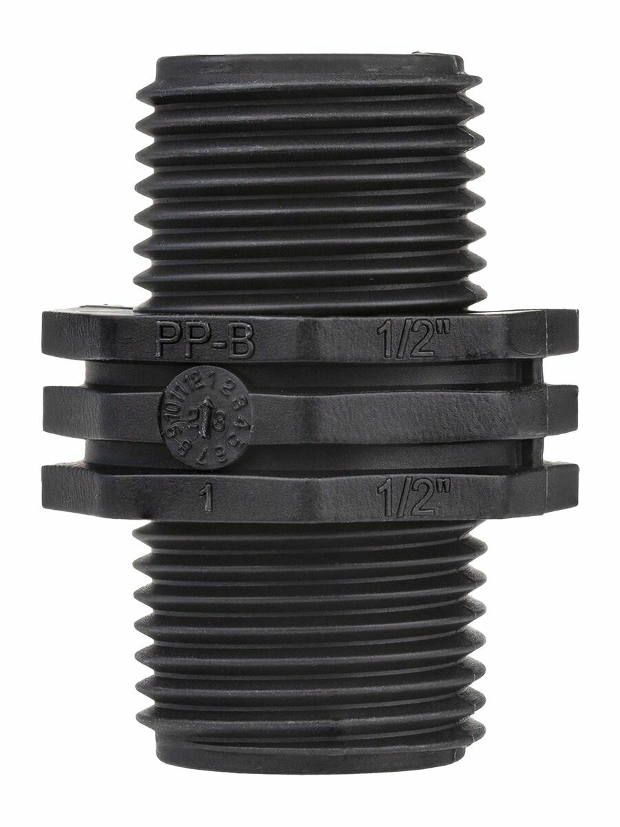 Ниппель пластиковый MasterProf 1/2" н/н, 3 шт, черный, наружная резьба — фото 1