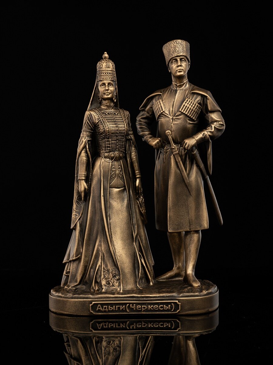 Статуэтка Адыги (Черкесы), высота 21 см, литьевой мрамор, цвет Патина Бронза — фото 1