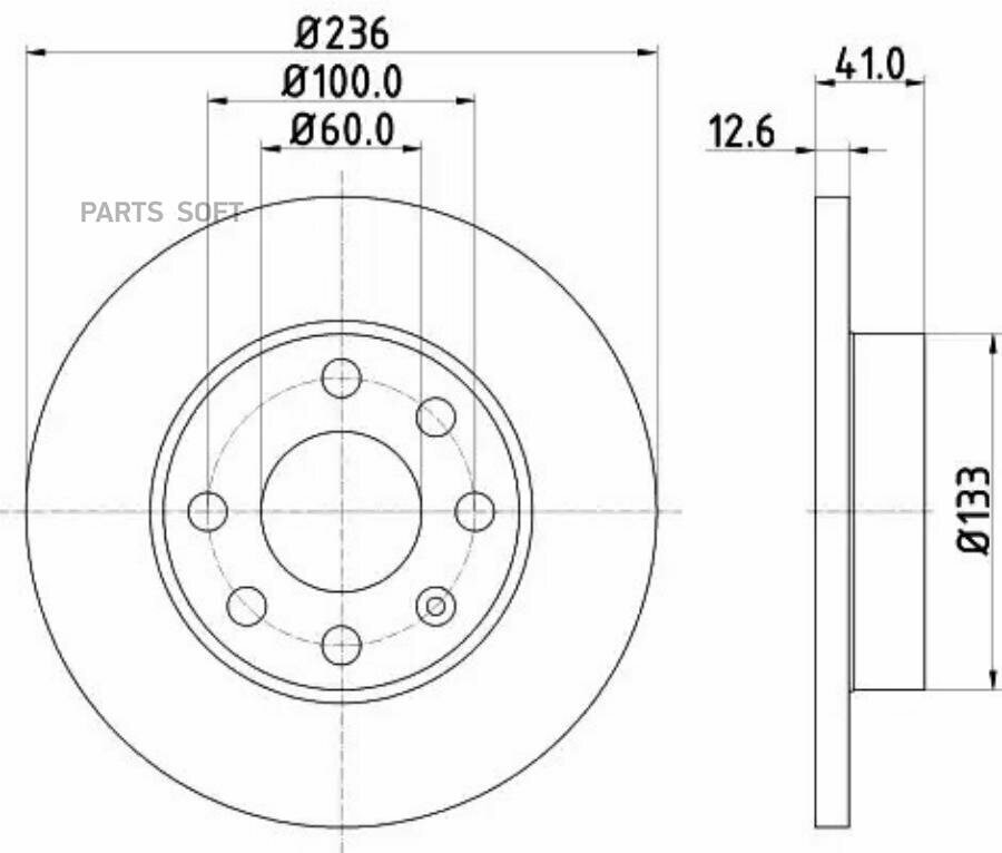 MINTEX MDC266 Диск тормозной передний не вентилируемый