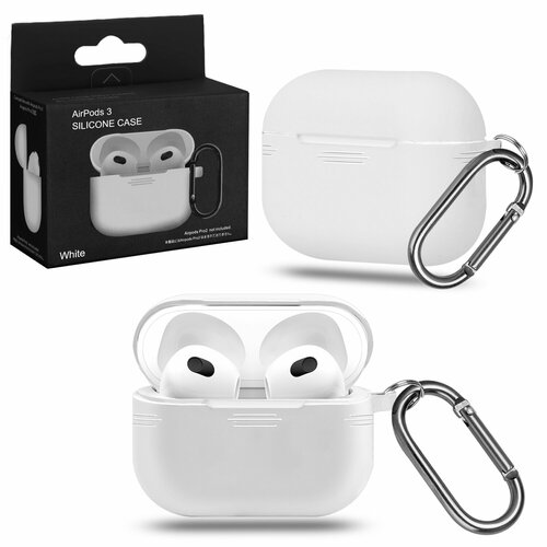 Чехол для наушников Apple AirPods 3 с карабином №11 white