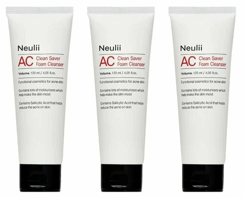 Пенка для умывания Neulii AC Clean Saver Foam Cleanser, для чувствительной кожи, 120 мл, 3 шт