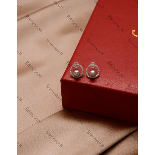 Серьги , жемчуг культивированный, серебряный, белый