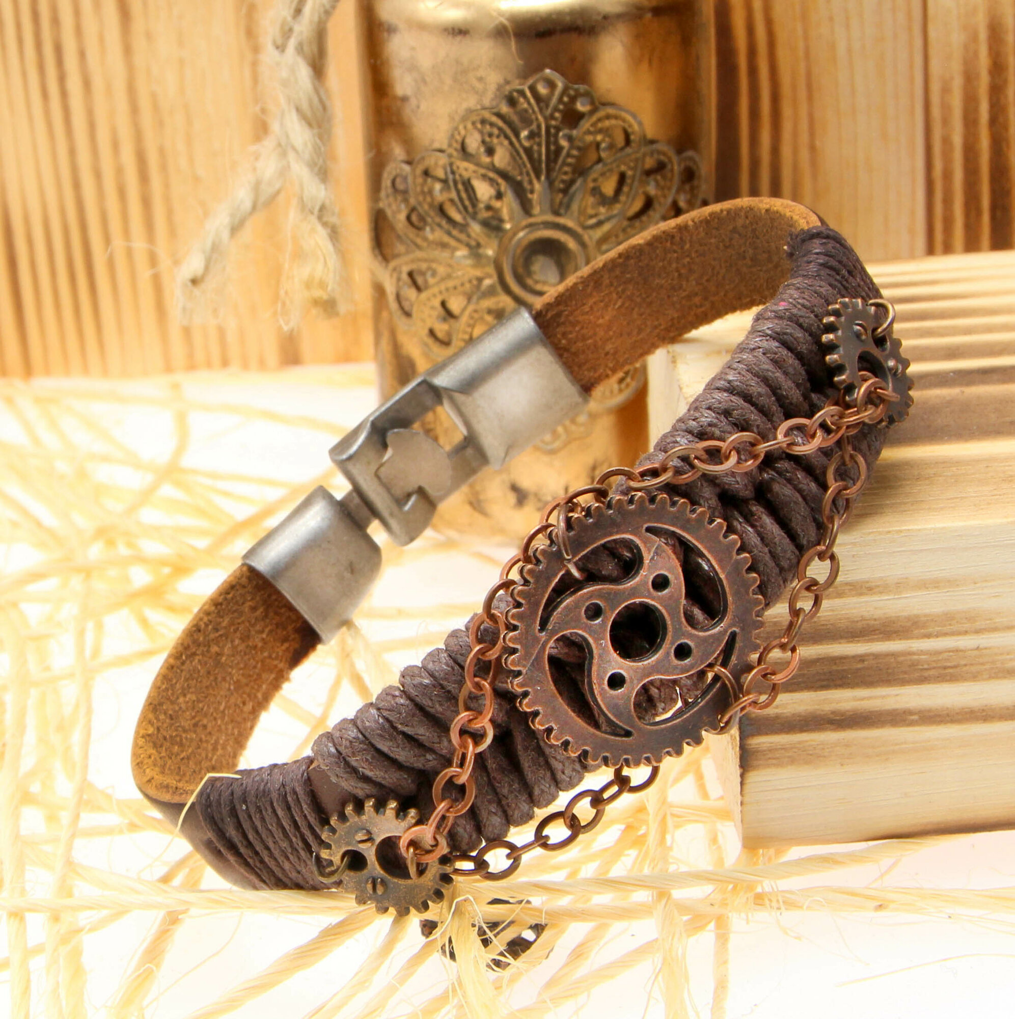 фото Браслет на руку кожаный коричневый - Solid-Belts_Vladimir888-008