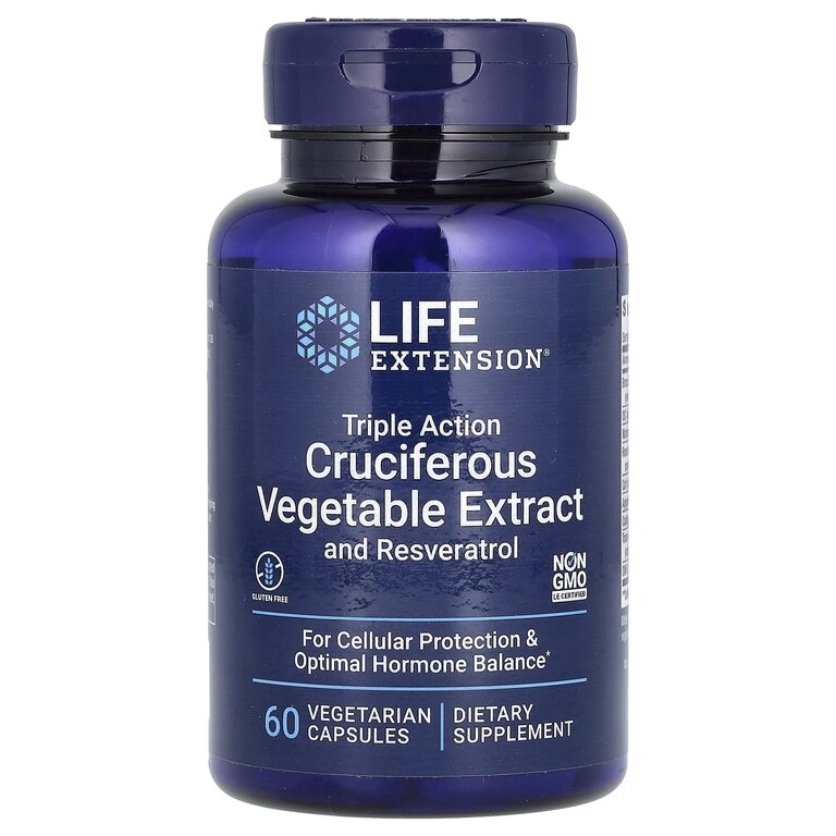 Life Extension Triple Action Cruciferous Vegetable Extract with Resveratrol (Растительный экстракт крестоцветных овощей тройного действия с ресвератролом) 60 вег. капсул