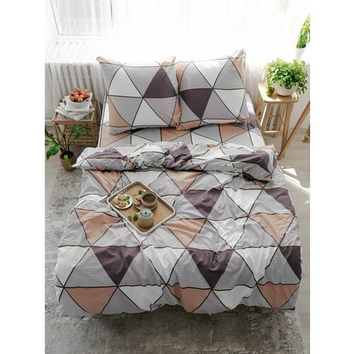 Постельное белье 15 спальное бежевый белый фиолетовый розово-коричневый коричневый 1990₽