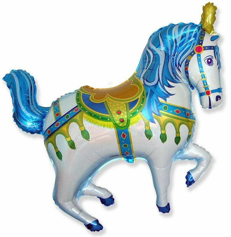 Шар (39'/99 см) Фигура, Цирковая лошадка, Синий, 1 шт.