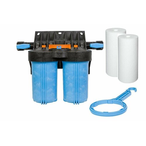 Фильтр для очистки воды от механических загрязнений двойной 1 M 10 T2 две ступени очистки размер BIG BLUE 10 два картриджа в комплекте 10500₽