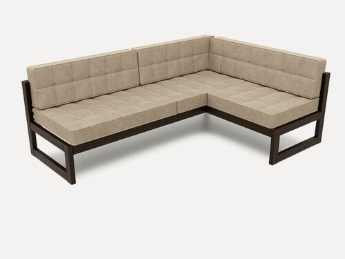 Изображение товара Угловой садовый диван Arsko Сега-У-С правый, бежевый-венге, массив дерева, офисный, садовый, для кафе, скандинавский лофт