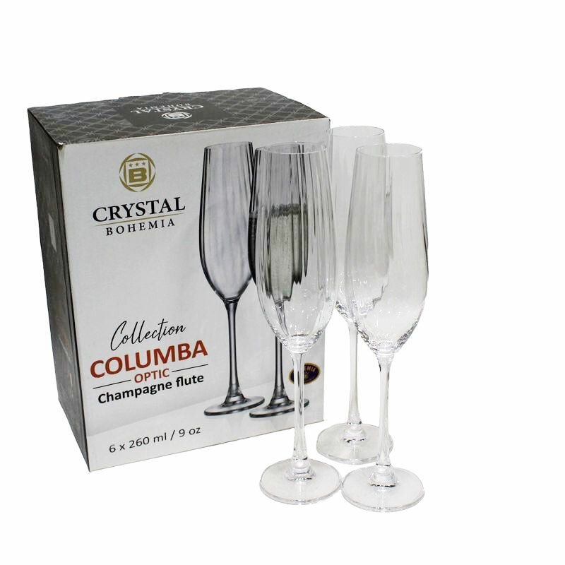 Набор бокалов для шампанского Bohemia Columba optic 260мл 6шт