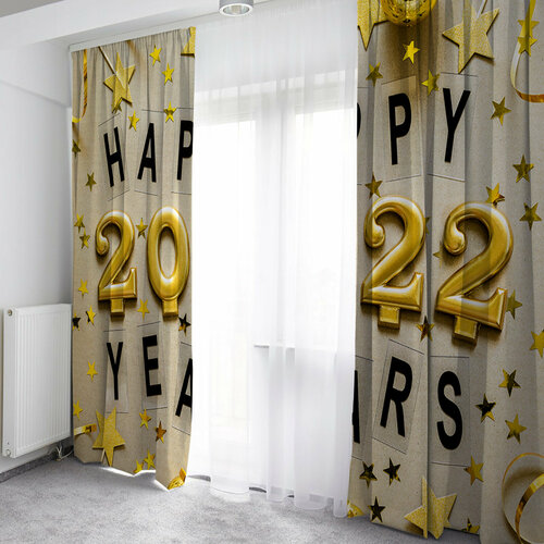 Фотошторы из габардина новогодние Good Room, 290x240 см.