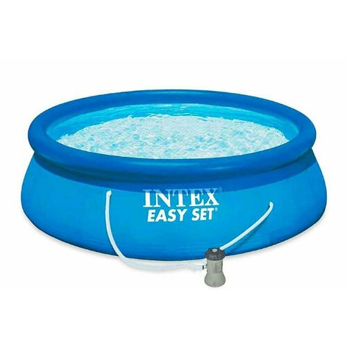 бассейн intex easy set 28106 244х61 см 244х61 см Бассейн надувной 244х61 см с фильтром-насосом 1250 л/ч, детский бассейн, голубого цвета