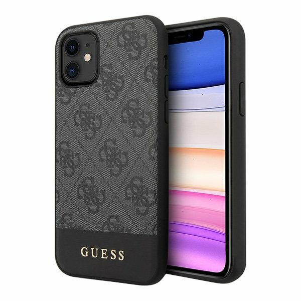 Guess чехол 4G Stripe Metal logo для iPhone 11, серый