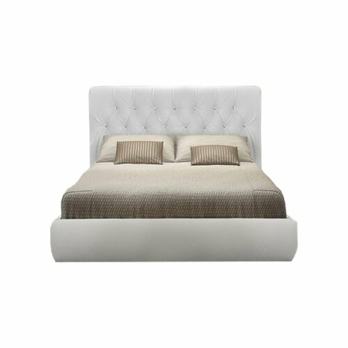 Кровать №4 1,6*2,0 м с подъемным механизмом - Белый глянцевый (кожзам), Стразы