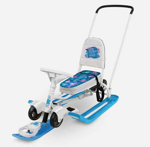 Изображение товара Снегокат Nika Тимка Спорт 6, бабочки, на тёмном, выдвижные шасси, до 100 кг