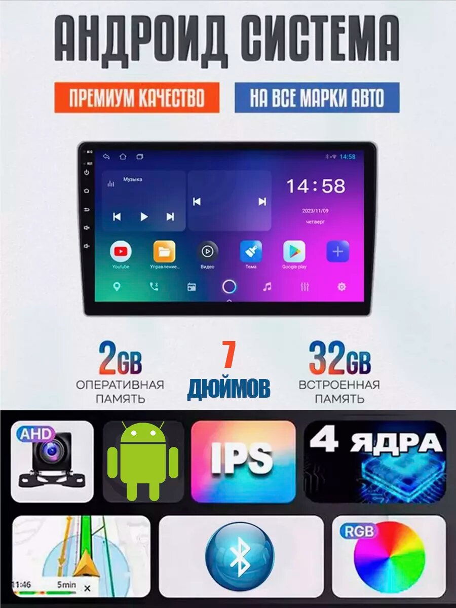 Магнитола 2din Android с GPS и Bluetooth TS7 7 дюймов