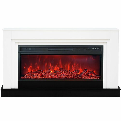 Линейный электрокамин EleKam Delta WT-DK с очагом Pulsar 38, муляж дрова, термостат, обогрев, пульт ДУ, звуковая имитация потрескивания дров (линейный электрический камин)