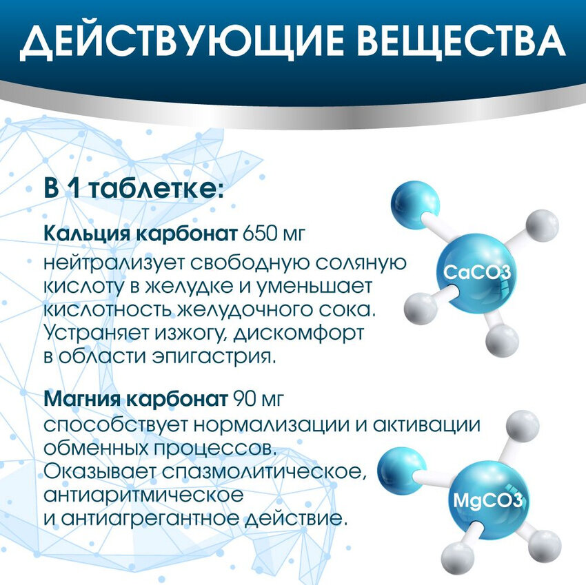 Дуогаст средство от изжоги и болях в желудке, антацидное средство 40 шт, жевательные таблетки. — фото 1