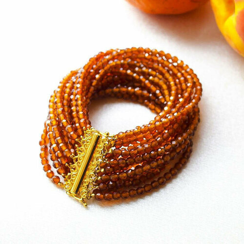 Браслет Mia Diva, гранат, оранжевый, коричневый