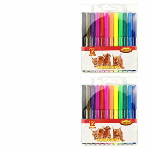 Лимпопо Фломастеры Animals, 12 цветов, 2 уп