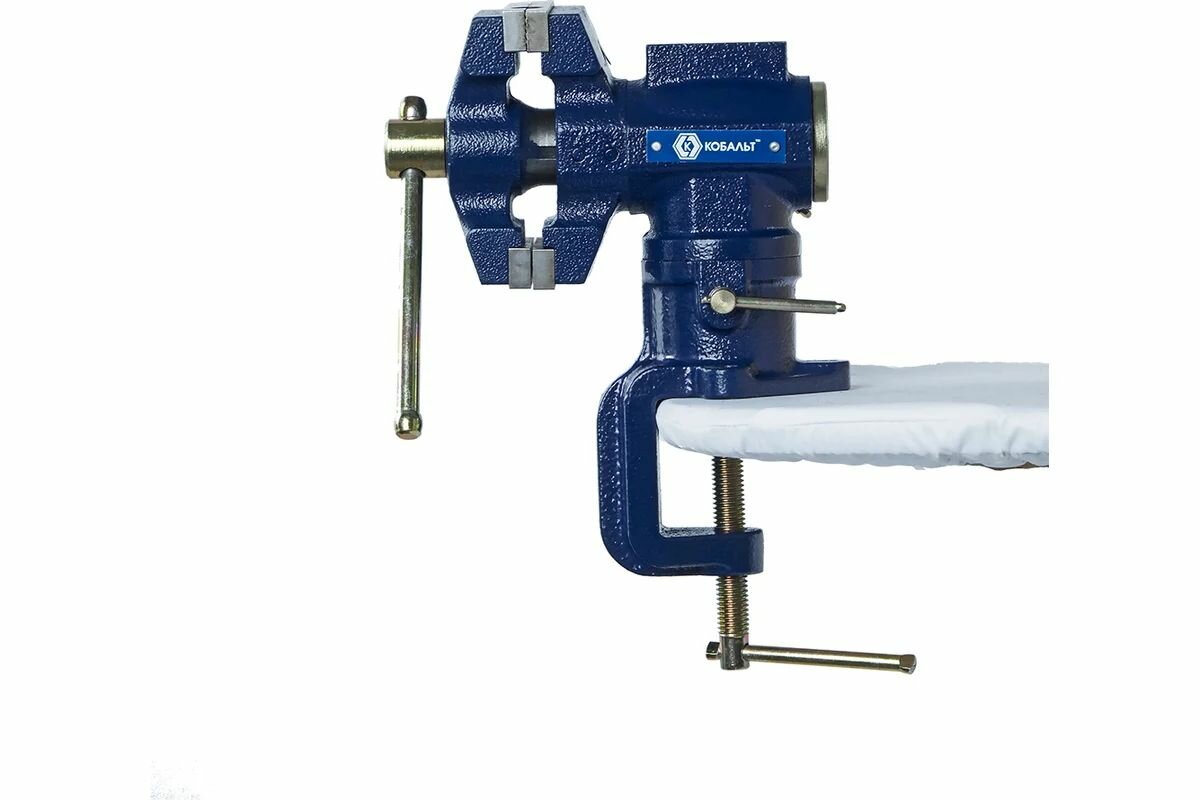 Тиски слесарные кобальт 63мм, захват 58мм, поворотные в 2-х плоскостях, чугунные с наковальней,3,96кг