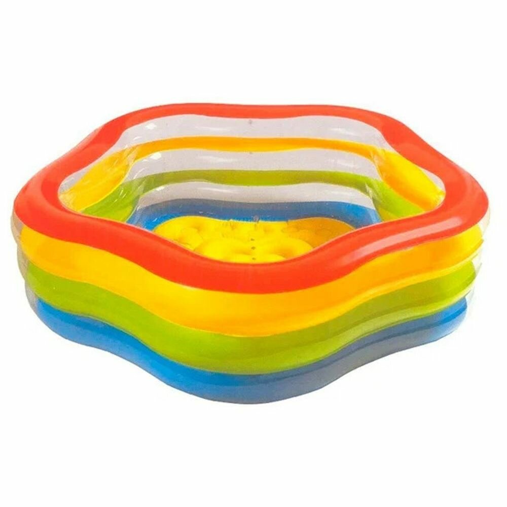 Бассейн надувной "Цвета лета", INTEX, 466л, 185x180x53см надувное дно, рем комплект, от 3 лет