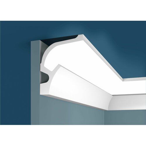 Карниз потолочный Cosca Decor KX025, для скрытого освещения, экополимер, под покраску, 2 метра, 1 шт.