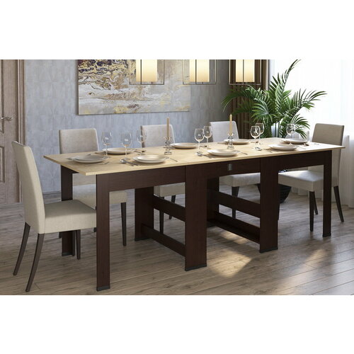 Стол-книжка СКР-7 Венге-Дуб молочный раскладной обеденный 788х870х2400 см россия 13495₽