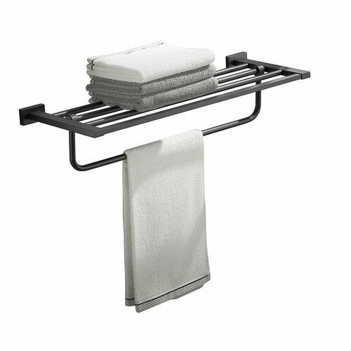 Полотенцедержатель с полкой из нержавеющей стали Vieir V5019-C цвет черный 6498₽