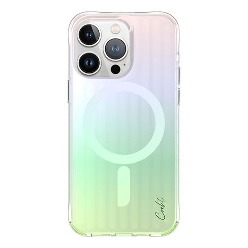 Чехол Uniq COEHL Linear MagSafe для iPhone 15 Pro Iridescent (IP6.1P(2023)-LINMIRD) голубой, зеленый, розовый
