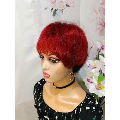 Парик стрижка из натуральных вьющихся волос Руби цвет амбре черныйрубин размер 5258 Длина 15 см 13500₽