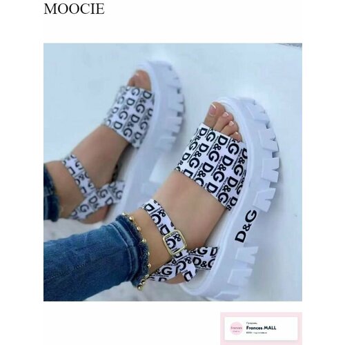 фото Босоножки moocie, размер длина стопы 230 мм, белый,