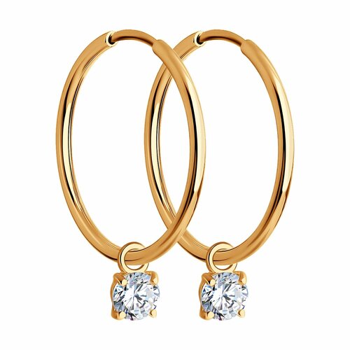фото Серьги diamant online, красное золото, 585 проба, фианит, , прозрачный