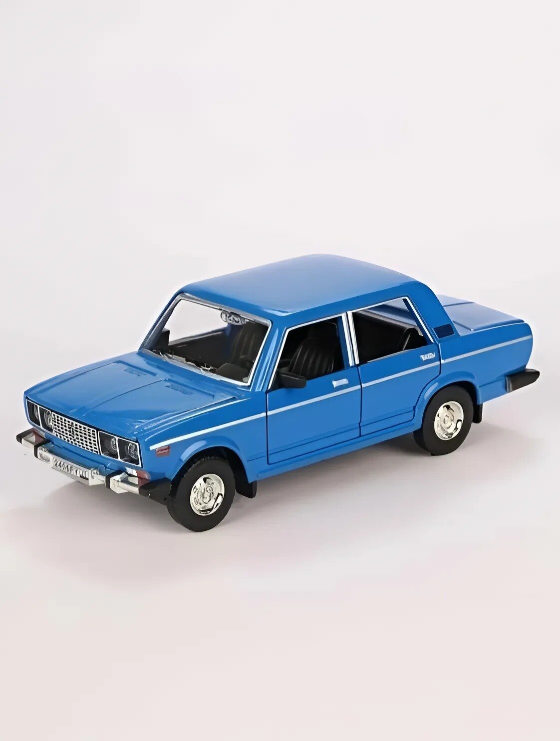 Машинка металлическая 1:24 ВАЗ-2106 Жигули, синяя, 18 см, инерционная, звук, свет