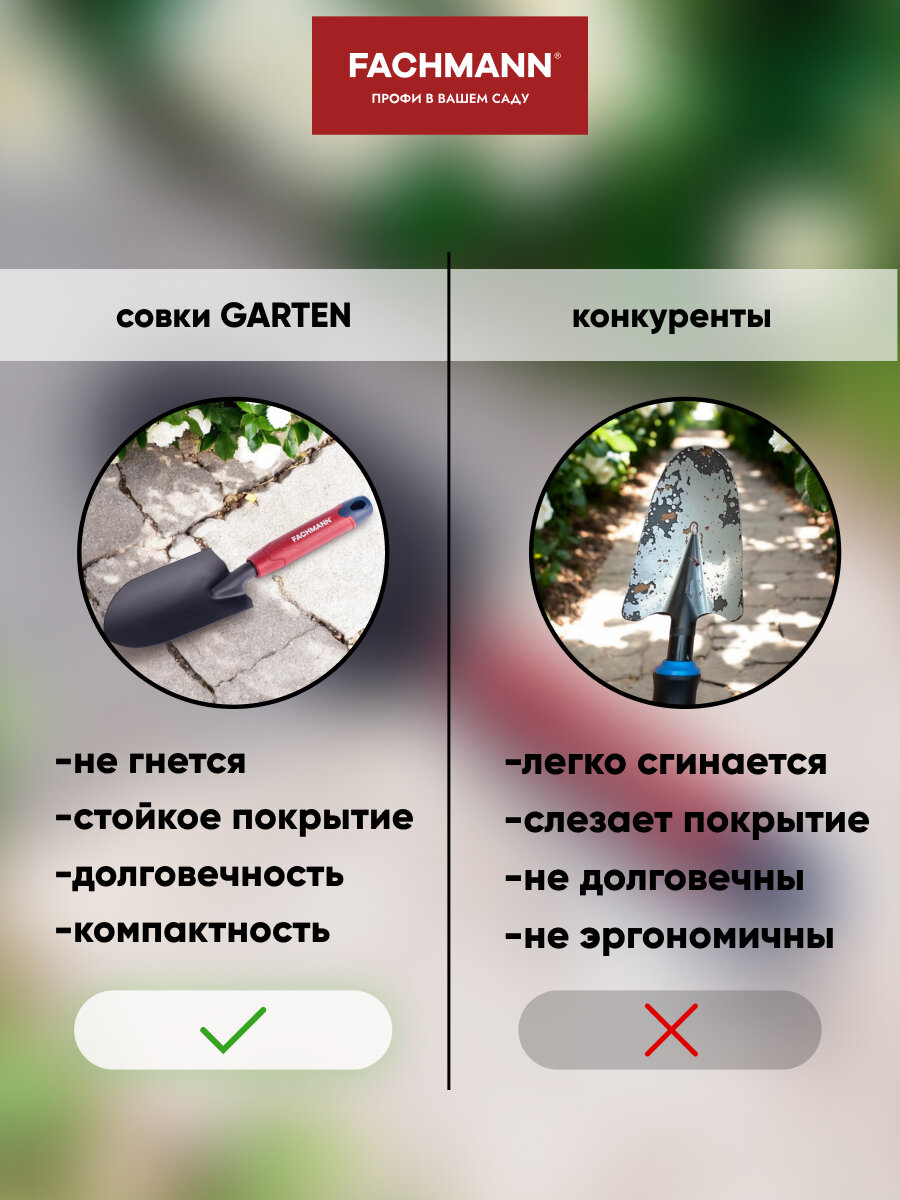 Изображение Совок садовый для прополки Fachmann углеродистая сталь, полипропилен
