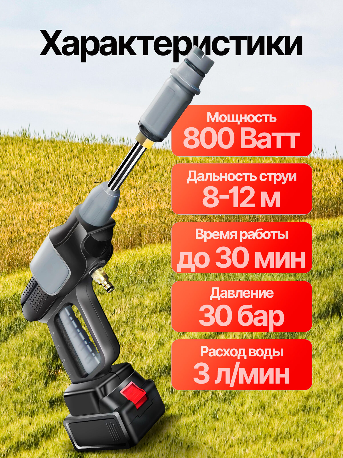 Автомойка высокого давления аккумуляторная в кейсе TITAVIN TI-HCW001, беспроводная с забором воды — фото 1
