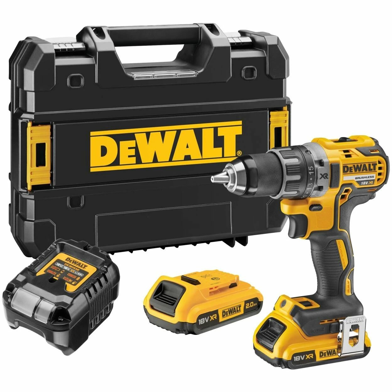 Аккумуляторная дрель-шуруповерт DEWALT DCD791D2-QW 18 В 2000 об/мин с 2 АКБ 2 Ач и ЗУ в кейсе TSTAK