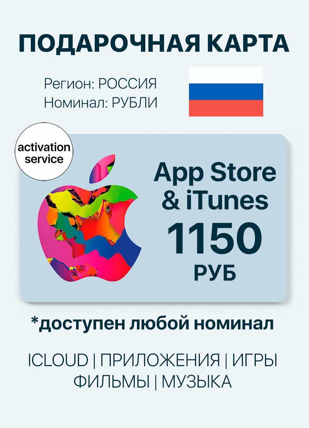 Подарочная карта Apple App Store номиналом 1150 рублей — купить онлайн | Apple Store, iTunes, Music, iCloud, Россия