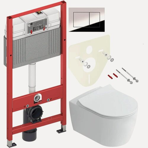Изображение товара Инсталляция с унитазом комплект Унитаз подвесной STWORKI Ноттвиль SETK3104-2616-001-1-8000 / Инсталляция с кнопкой TECE Now 9400412