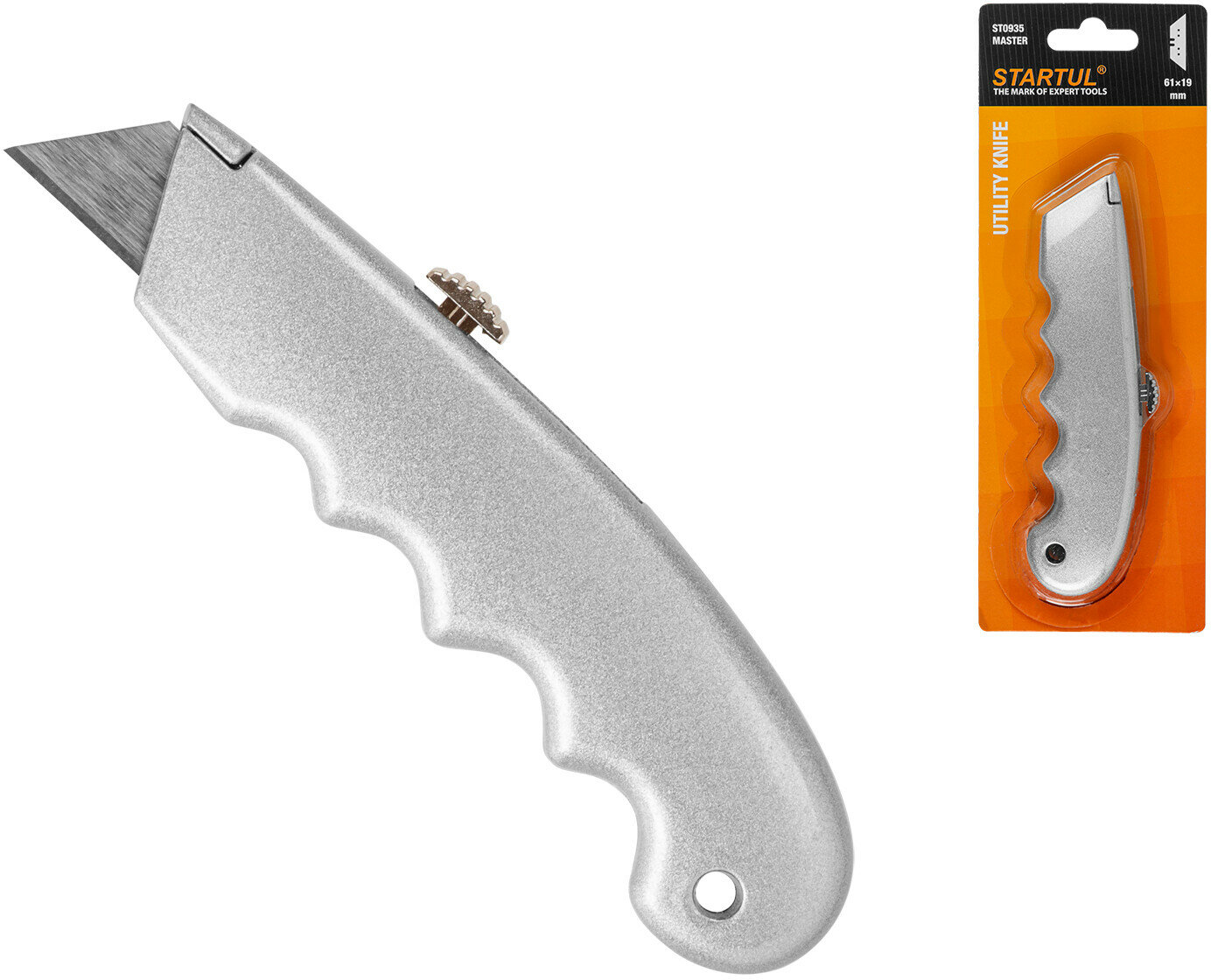 Нож строительный пистолетный STARTUL MASTER ST0935 с выдвижным лезвием — фото 1