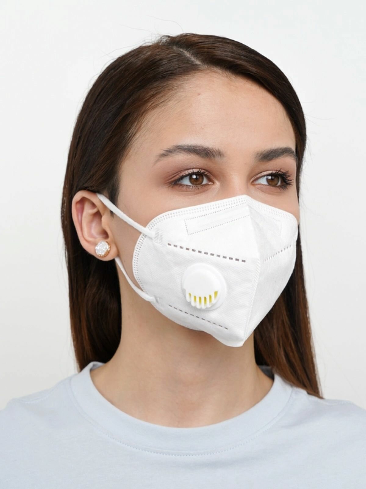 Многоразовая респираторная маска KN95 с клапаном, защита от вирусов, набор 5 штук. — фото 1