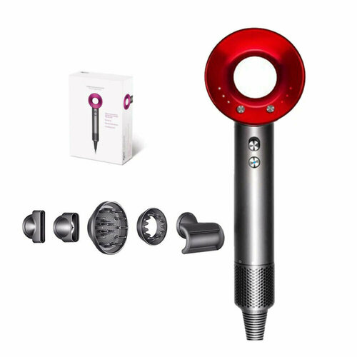 Фен 5 в 1 профессиональный ионный фен быстрый воздуходувка анти-летающая сопла и распылитель воздуха красный фен щетка Магнитное сопло 720900₽