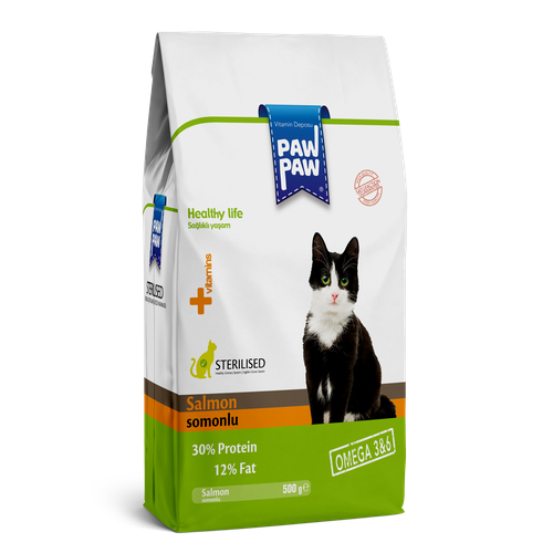 Pawpaw сухой корм для кошек Sterilised Cat Food with Salmon, 0,5