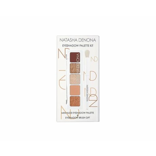 Набор для макияжа глаз: тени для век с кистью Natasha Denona mini NUDE palette 5 eyeshadow palette & eyeshadow brush gift 0.8g x 5pc