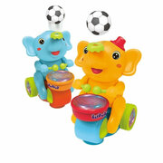 Музыкальная игрушка Веселый Слоненок с барабаном, едет, хоботом выдувает мяч, звуковые и световые эффекты