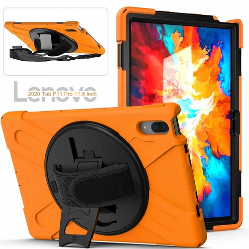 Чехол MyPads для планшета Lenovo Tab P11 Pro 11.5 TB-J706F/TB-J716F, с плечевым ремнем и усиленной защитой от ударов, оранжевый