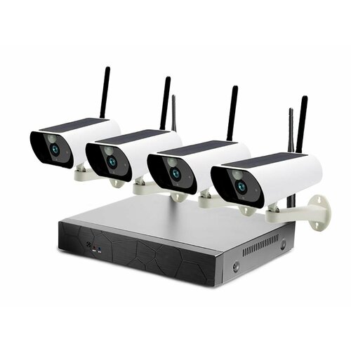 Kvadro Vision Solar - 2.0 (Lux) - Беспроводной комплект видеонаблюдения 4 камеры на солнечной батарее - система видеонаблюдения с записью