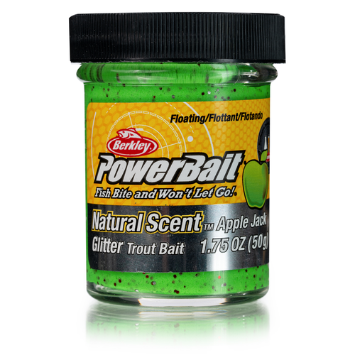 Паста форелевая Berkley PowerBait 50гр, Яблоко, цвет Зелёный с блёстками