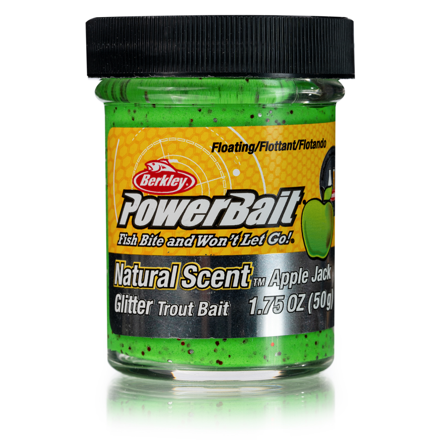 Форелевая паста BERKLEY PowerBait Natural SCENT Glitter 50 гр (Зел. Яблоко, цв. Зелён. блёстк) BGTAJ2